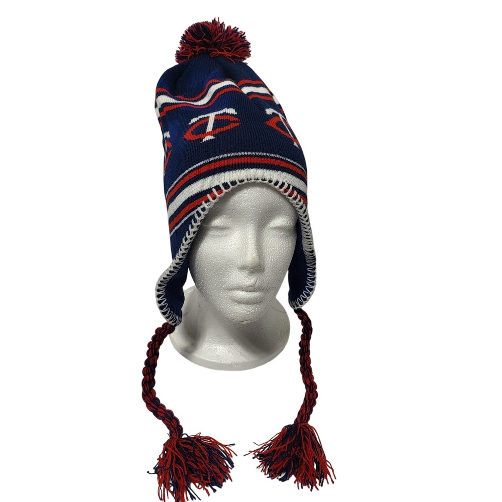 Minnesota Twins Pepsi Knit Laplander Beanie‎ Hat Navy Blue Red White Kids MLB